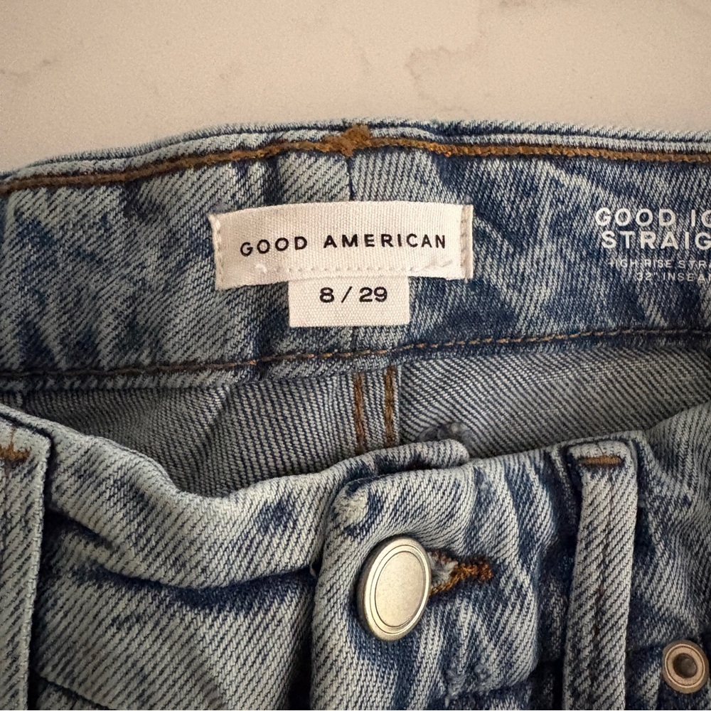 Good American Good Icon Straight Jeans (Indigo 712) - Picture 7 of 8